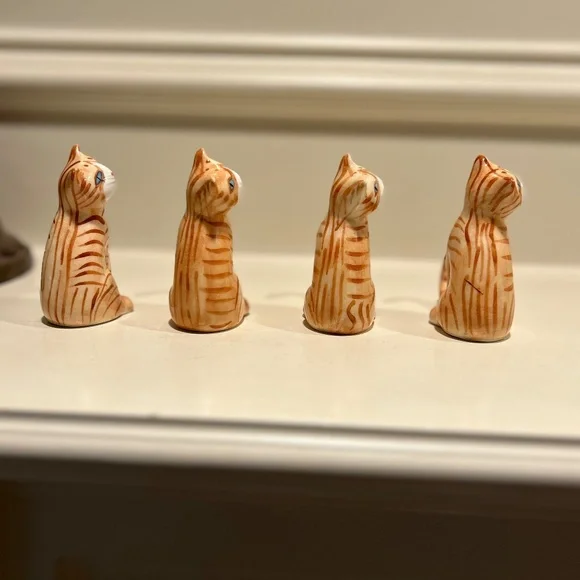 Vintage Bone China Orange Tabby Cat Napkin Rings - Picture 3 of 9